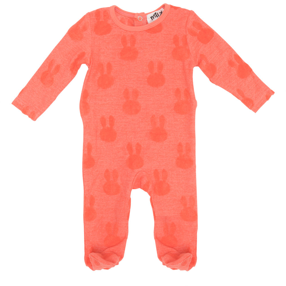 Embossed Bunny Onesie Coral