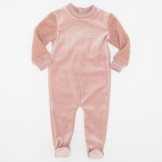 Velour And Sherpa Onesie Pink Pink