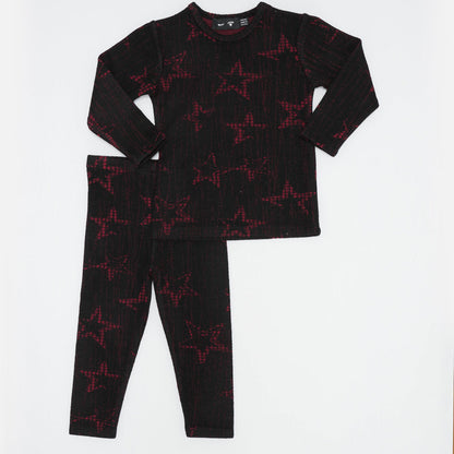 Star Print 2pc Set Black Pink