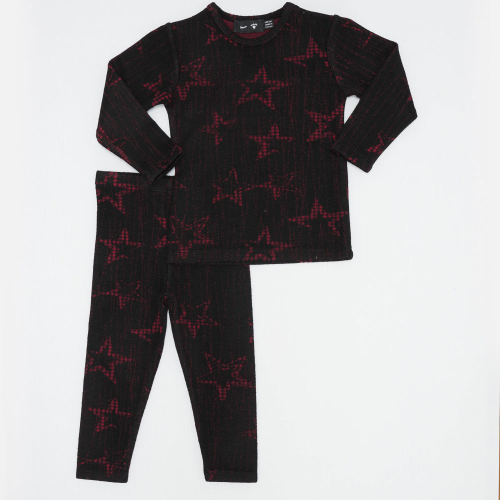 Star Print 2pc Set Black Pink