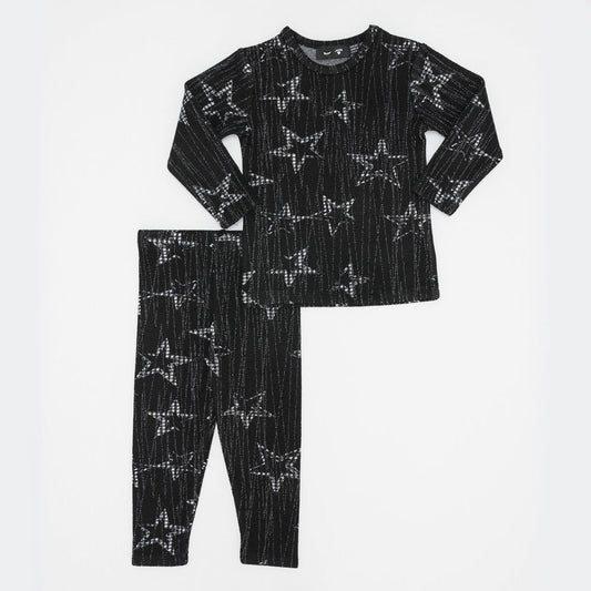 Star Print 2pc Set Black White