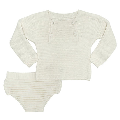 Contrast Knit 2pc Cream