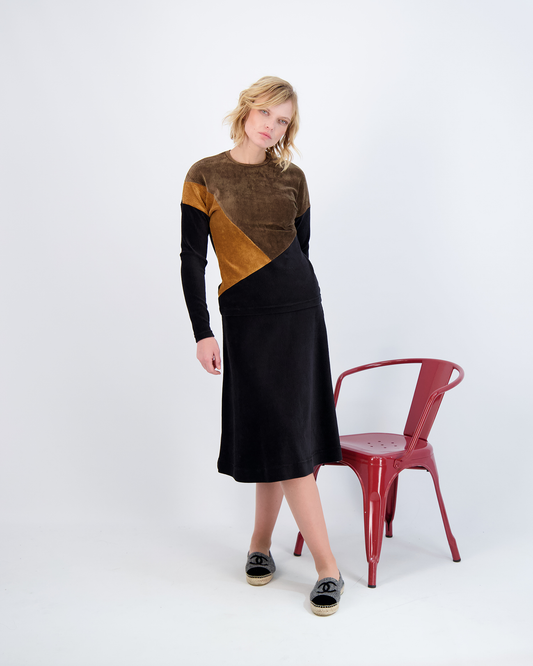 Ribbed Velour Tiered Short Skirt