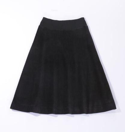 Ribbed Velour Tiered Short Skirt Black Black