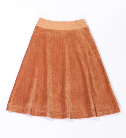 Ribbed Velour Tiered Short Skirt Rust Rust