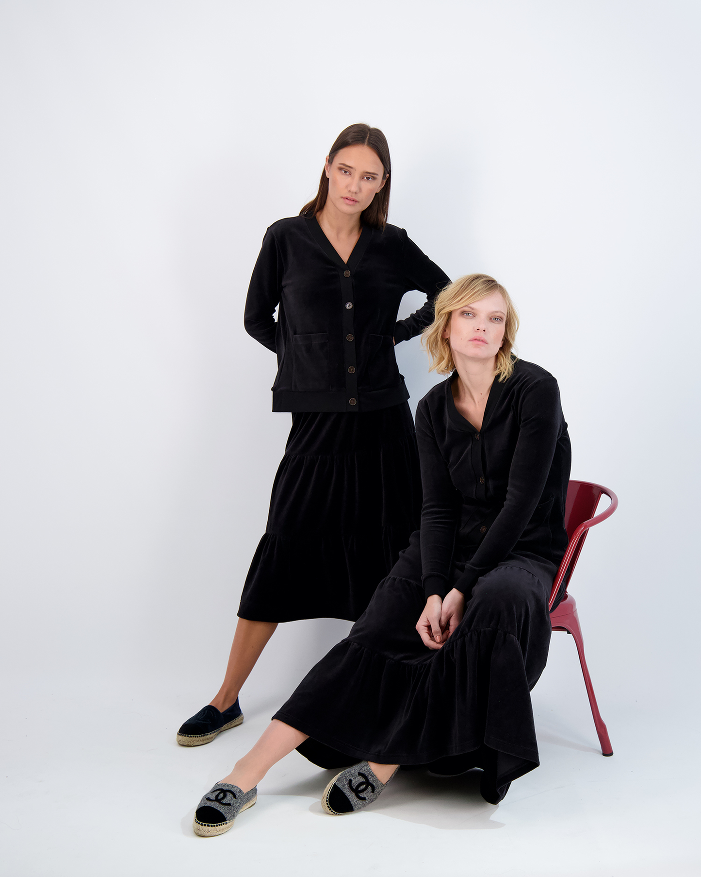 Cotton Velour Midi Length Cardigan