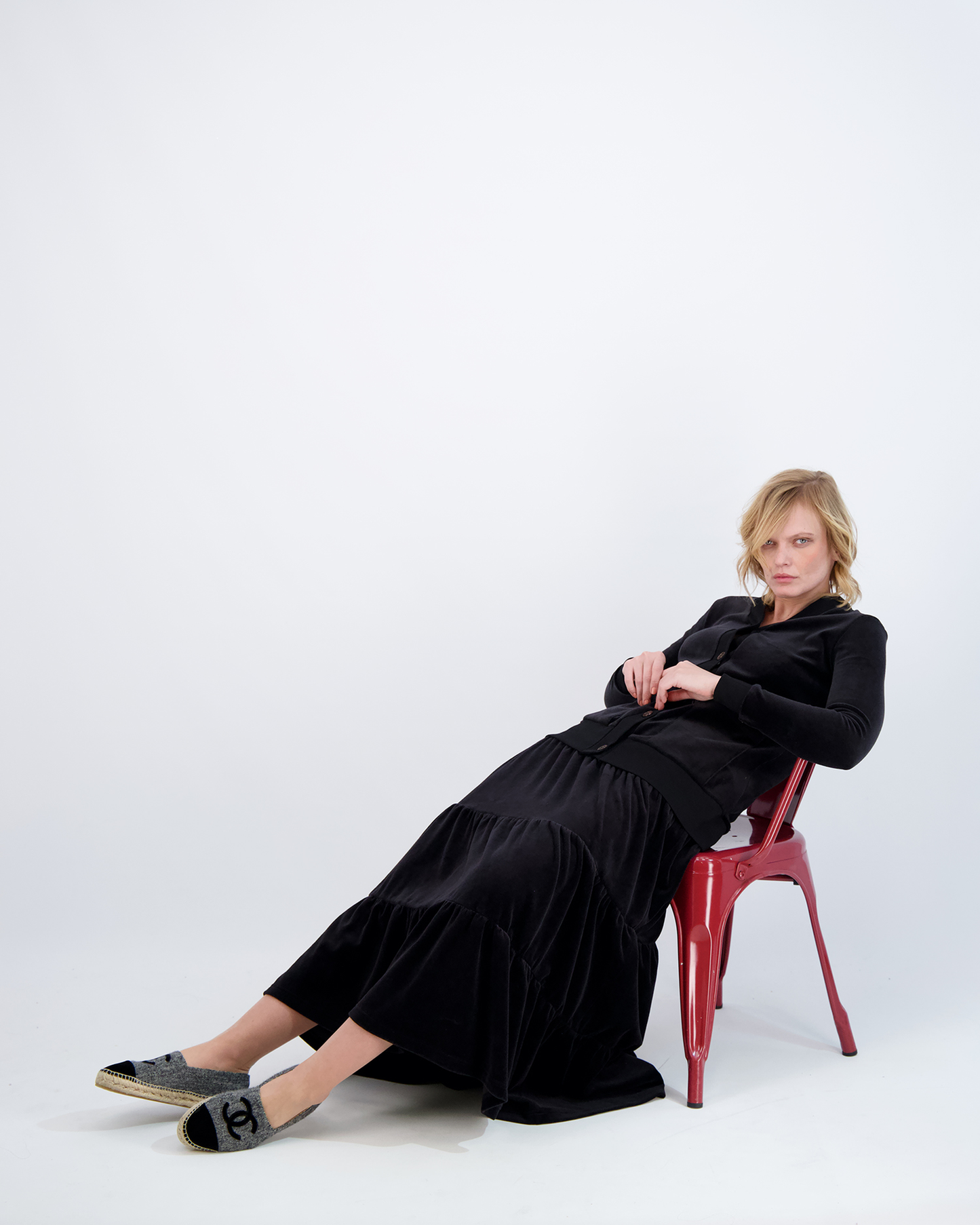 Cotton Velour Midi Length Cardigan