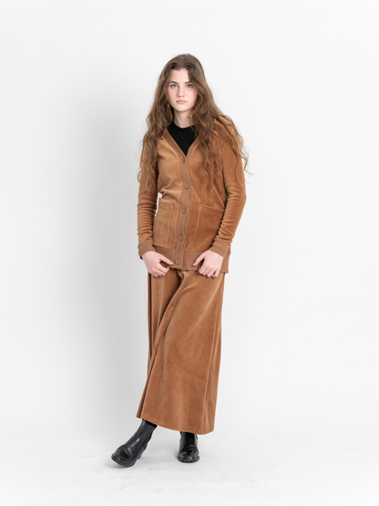 Cotton Velour Midi Length Cardigan
