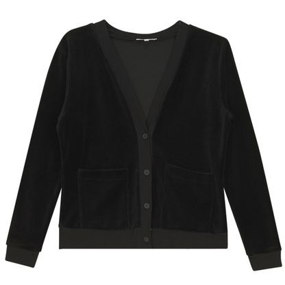 Cotton Velour Cardigan Black