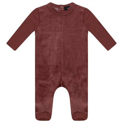 Velour And Rib Combo Onesie