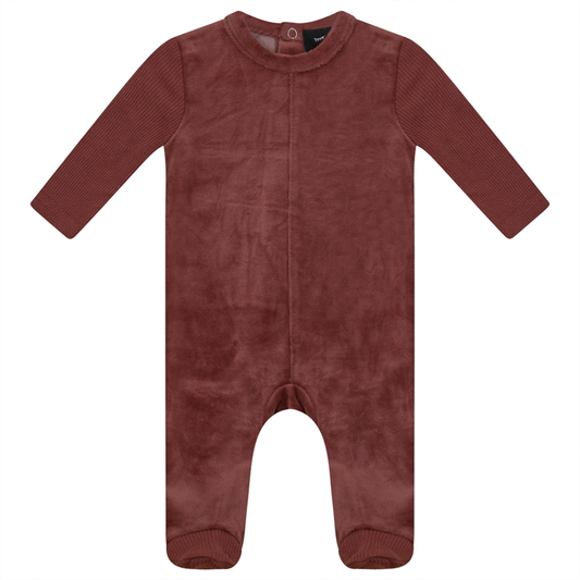 Velour And Rib Combo Onesie