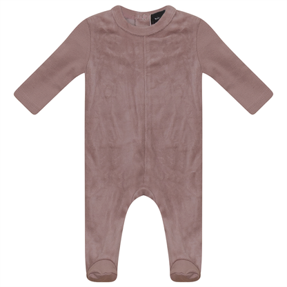 Velour And Rib Combo Onesie Mauve