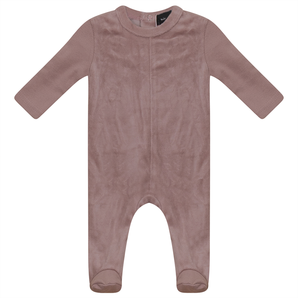 Velour And Rib Combo Onesie Mauve