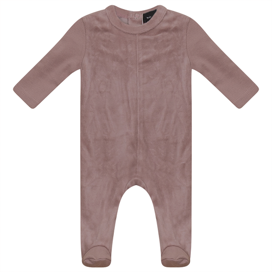 Velour And Rib Combo Onesie Mauve