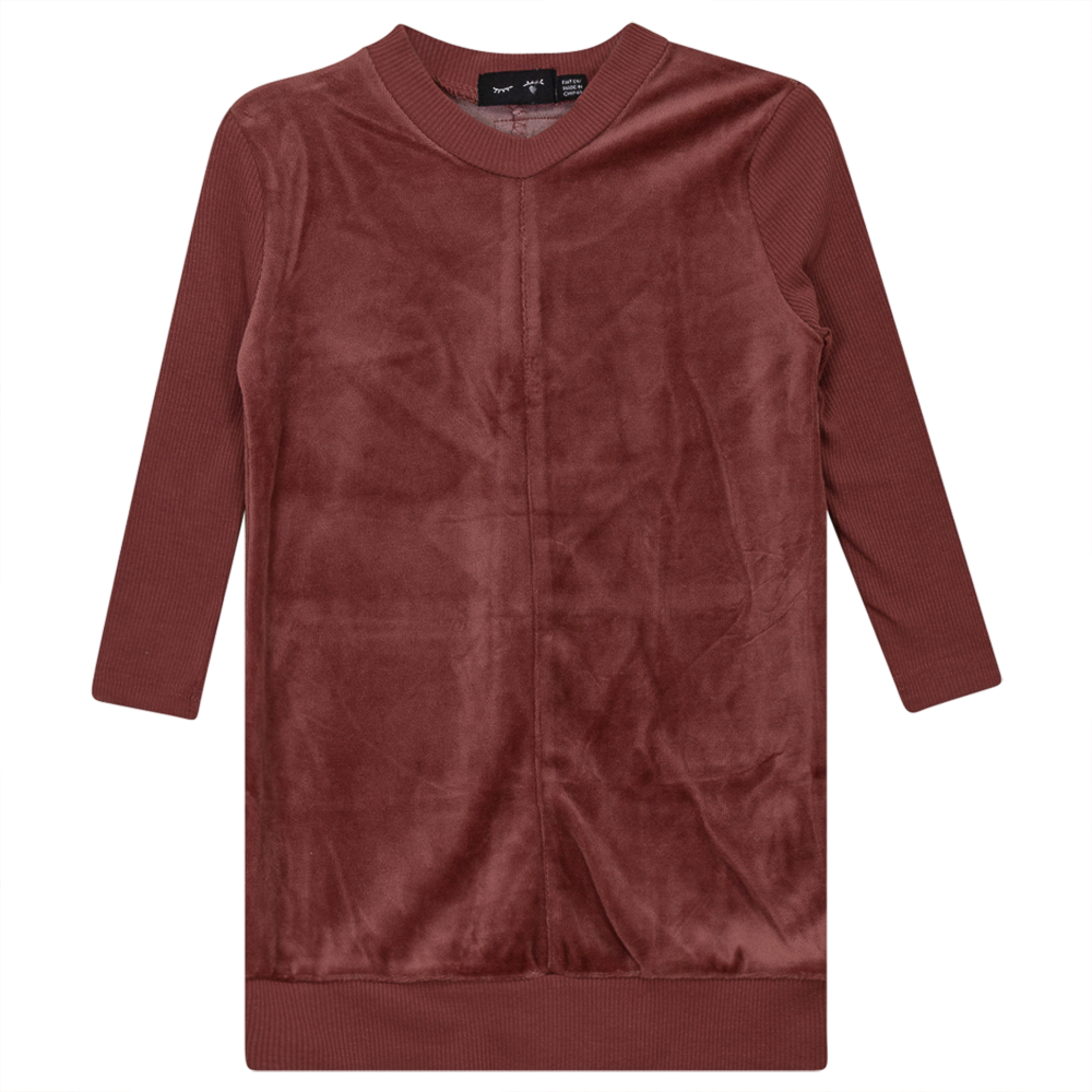 Velour And Rib Combo Dress Apple Butter