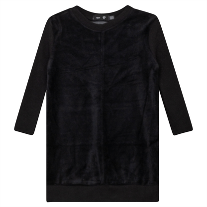 Velour And Rib Combo Dress Black