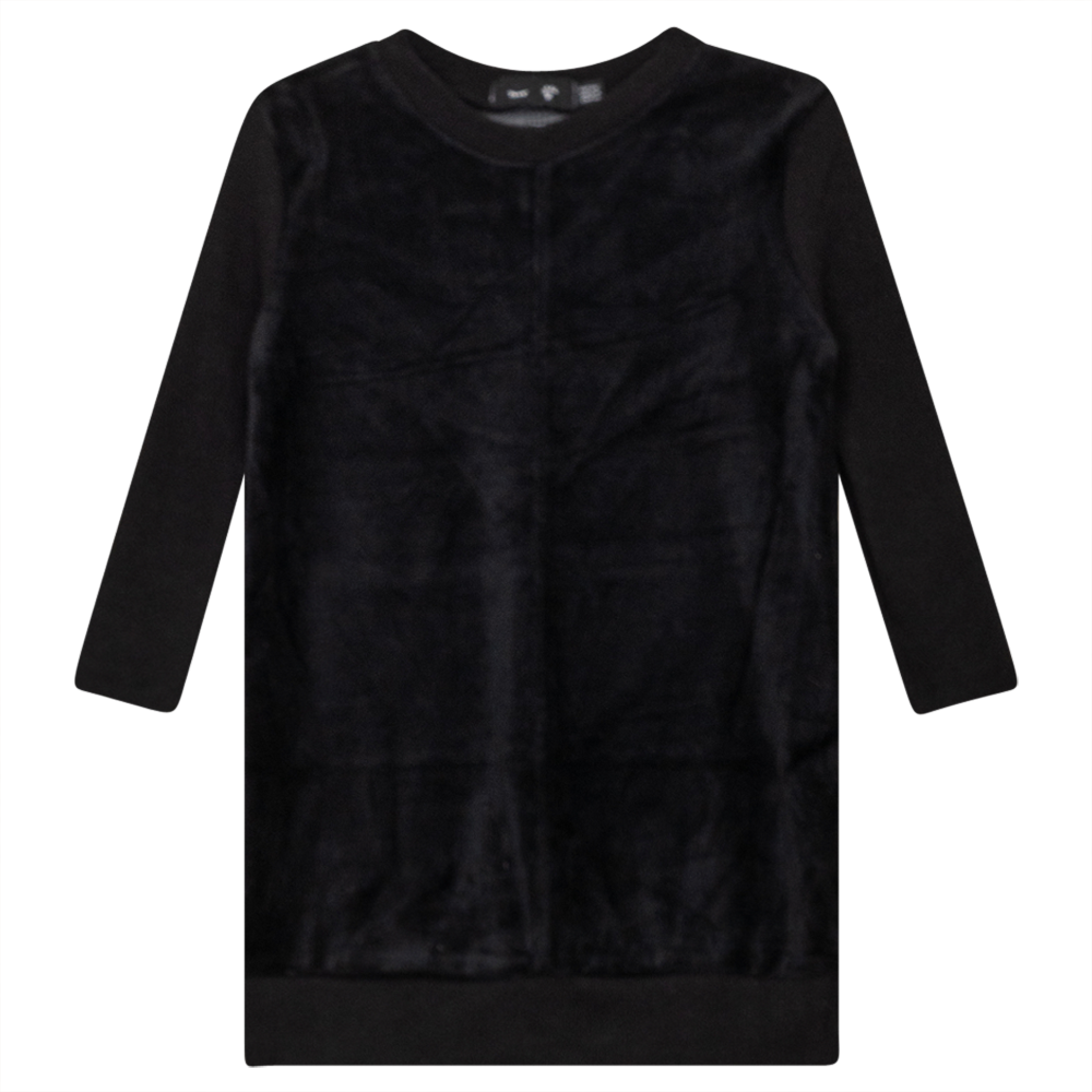 Velour And Rib Combo Dress Black