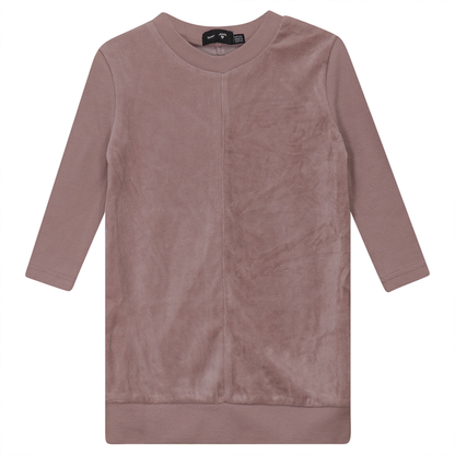 Velour And Rib Combo Dress Mauve