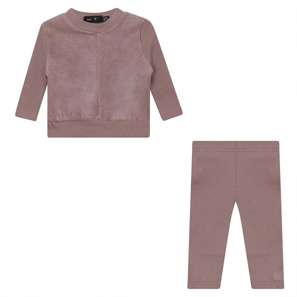 Velour And Rib Combo 2 PC Set Mauve