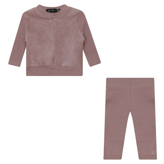 Velour And Rib Combo 2 PC Set Mauve