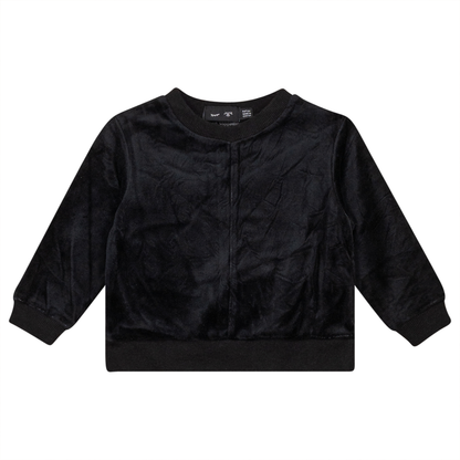 Velour And Rib Combo Uni Top Black