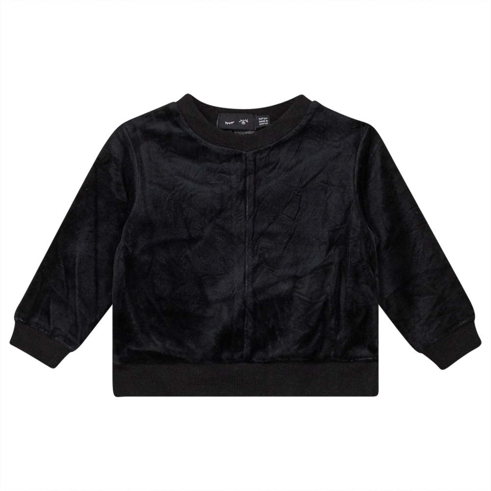 Velour And Rib Combo Uni Top Black