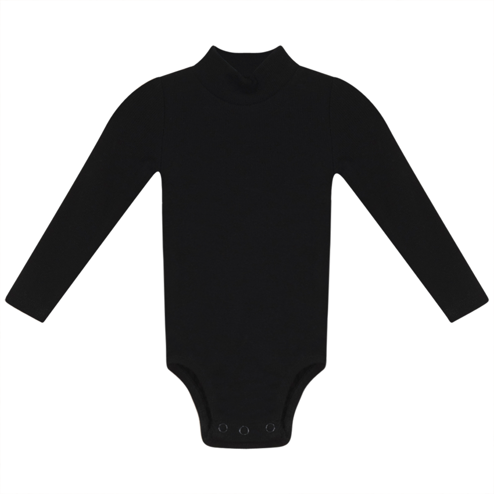 Rib Basic Henley Onesie Black