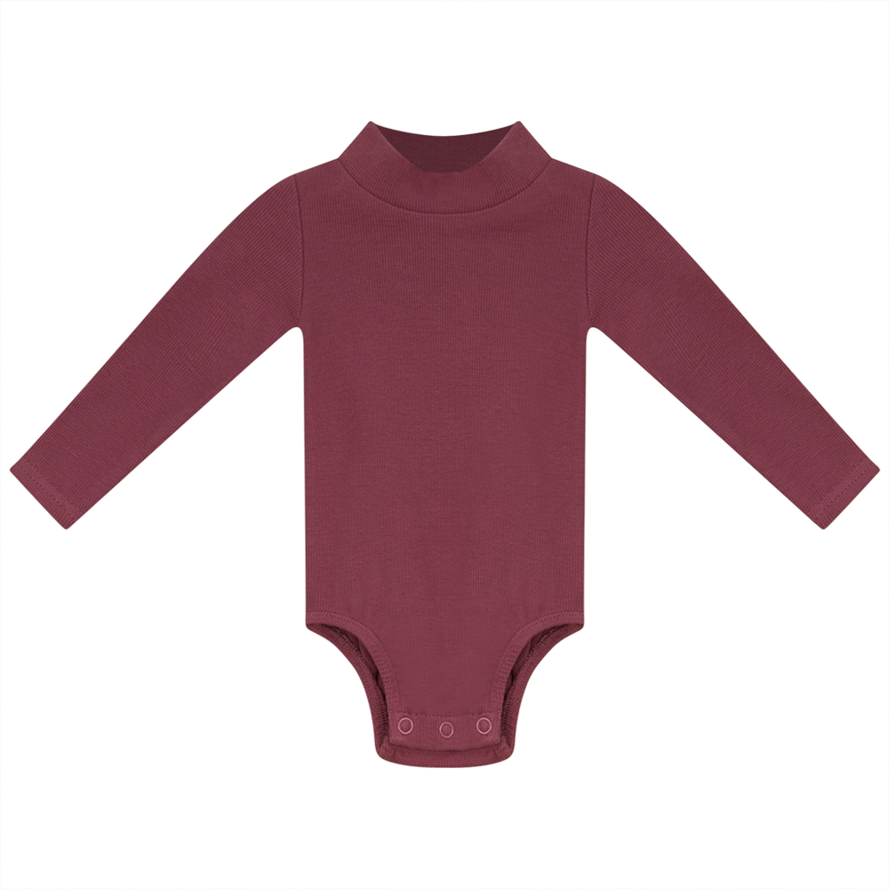 Rib Basic Henley Onesie Mauvewood