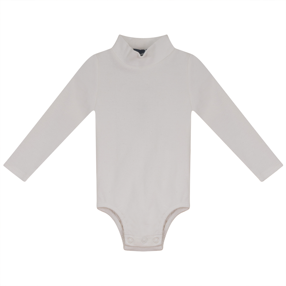 Rib Basic Henley Onesie Off White