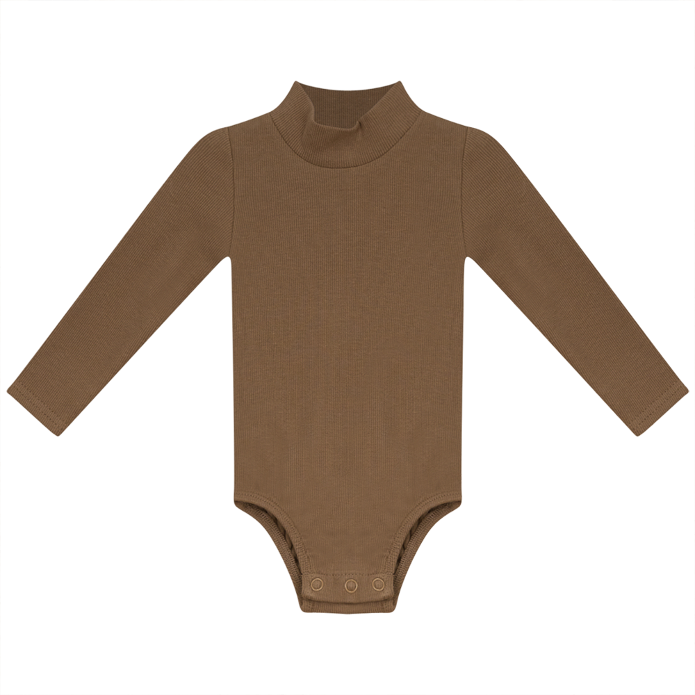 Rib Basic Henley Onesie Tannin