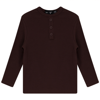 Rib Basic Henley Top Chocolate