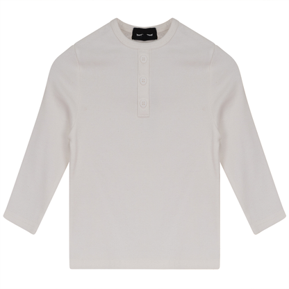 Rib Basic Henley Top Off White