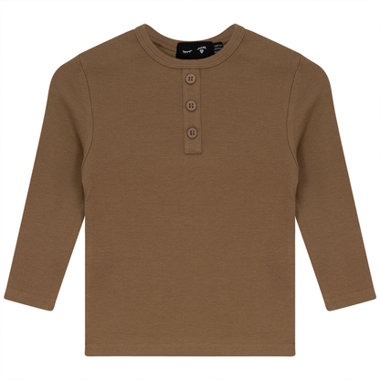 Rib Basic Henley Top Tannin
