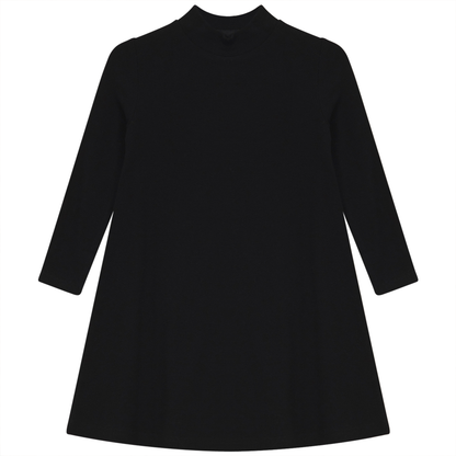 Rib Basic Henley Dress Black