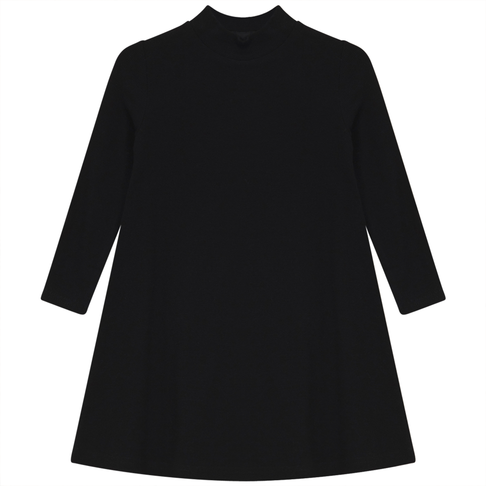 Rib Basic Henley Dress Black