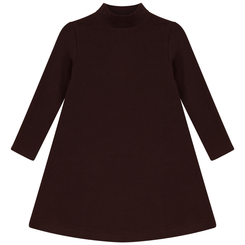 Rib Basic Henley Dress Chocolate
