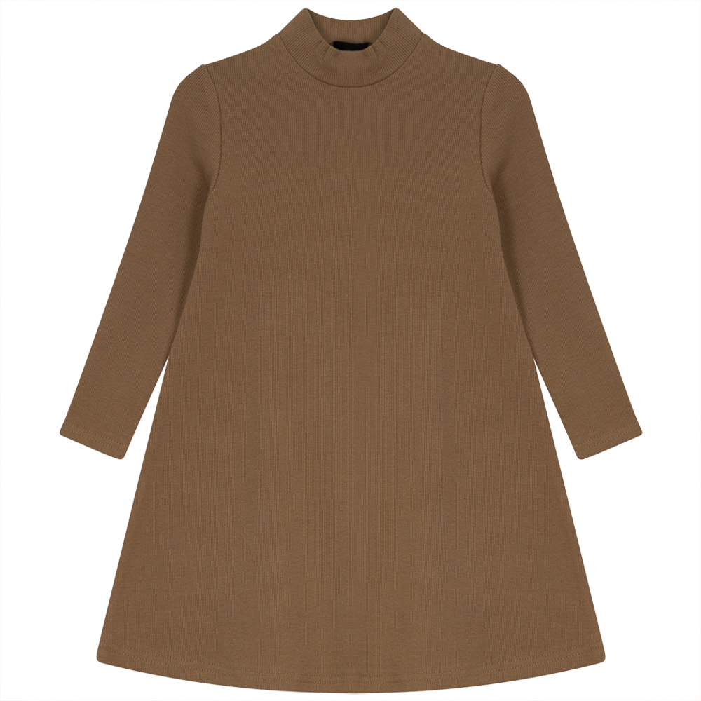Rib Basic Henley Dress Tannin