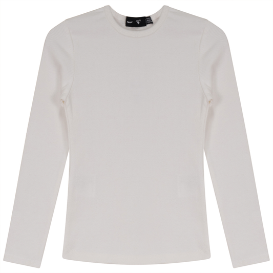 Rib Basic Henley Top Off White