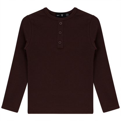 Rib Basic Henley Top Chocolate