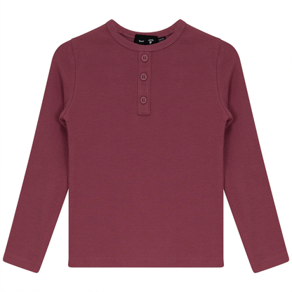 Rib Basic Henley Top Mauvewood