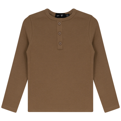 Rib Basic Henley Top Tannin
