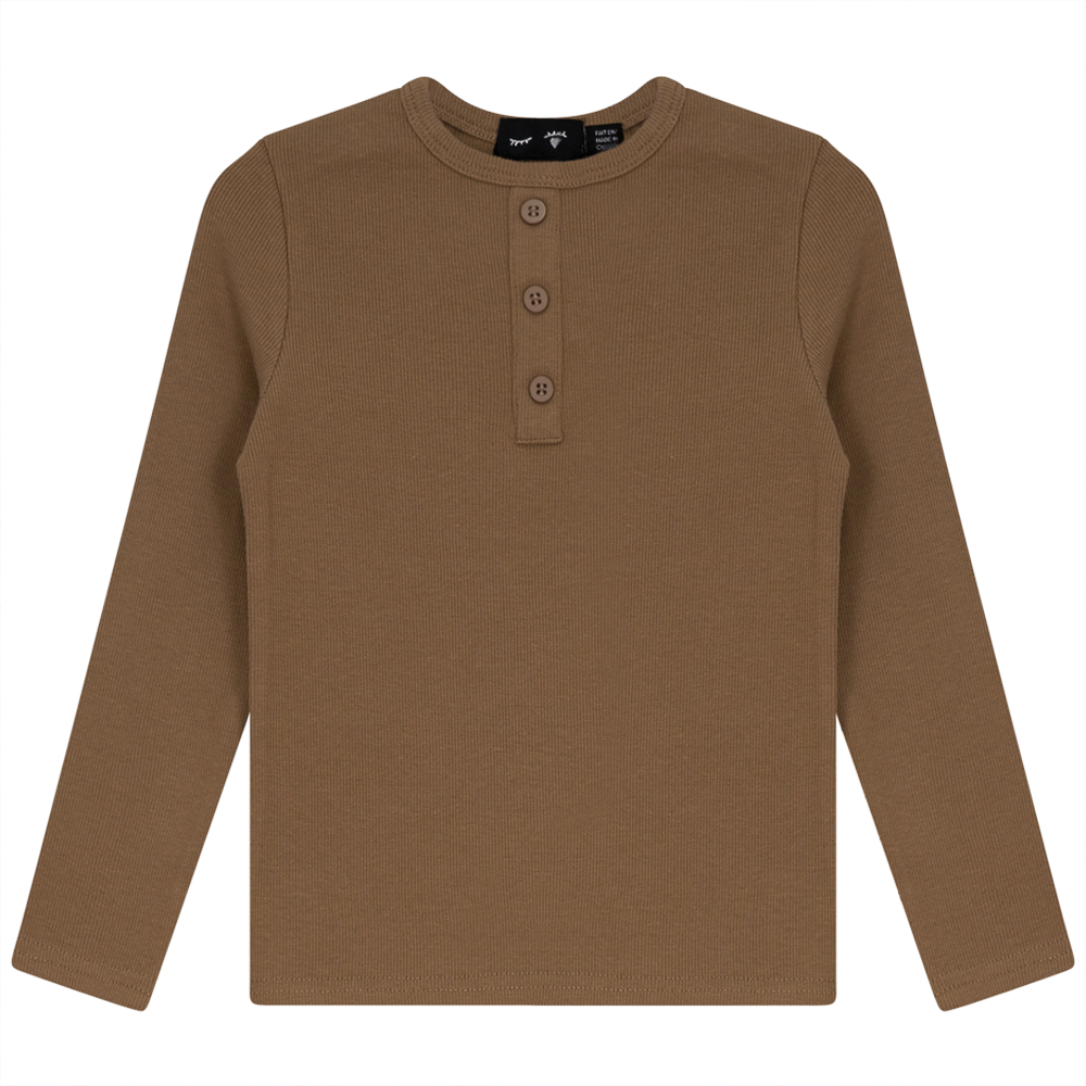 Rib Basic Henley Top Tannin