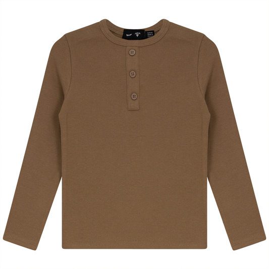 Rib Basic Henley Top Tannin