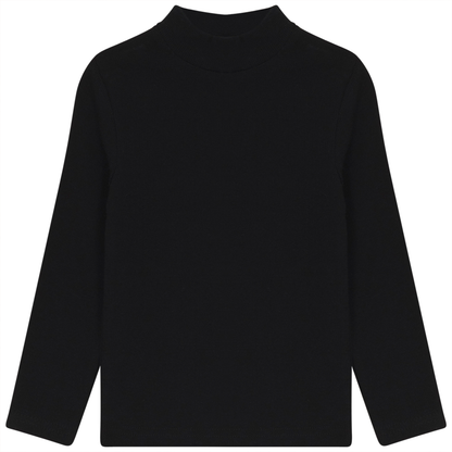 Rib Basic Henley Top Black