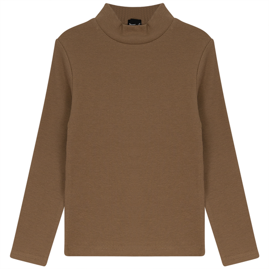 Rib Basic Henley Top Tannin