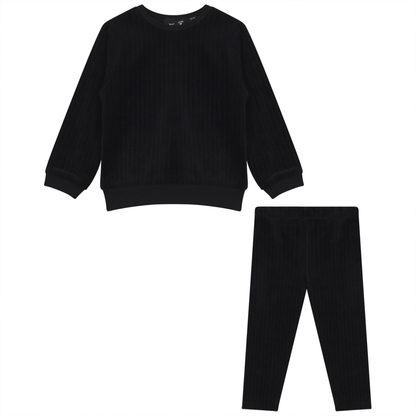 Wide Rib Velour 2 PC Set Black