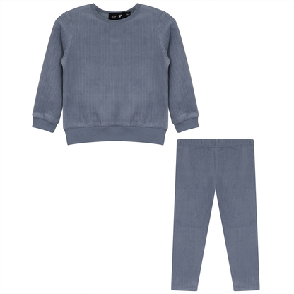 Wide Rib Velour 2 PC Set Blue