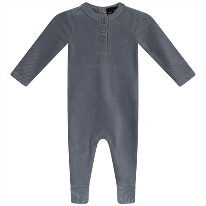Mini Velour Rib Onesie Dusty Blue