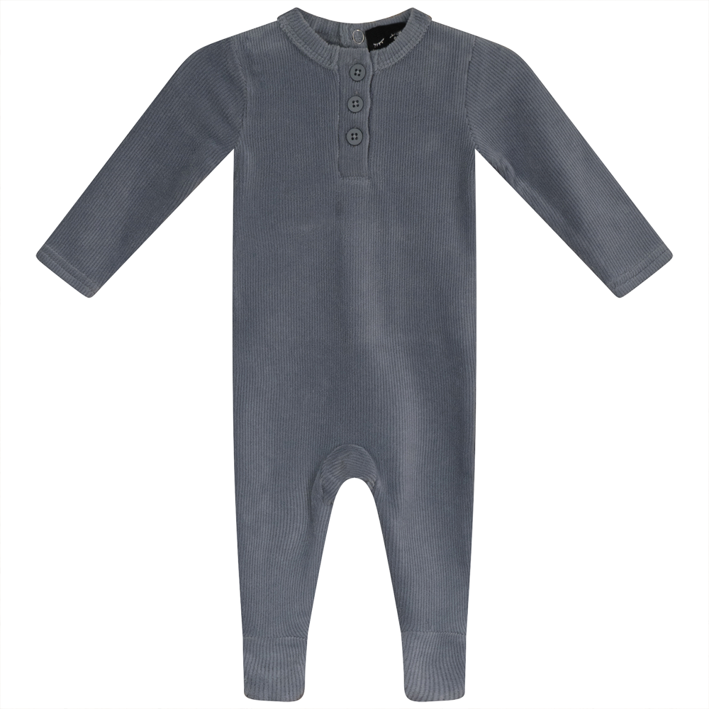 Mini Velour Rib Onesie Dusty Blue
