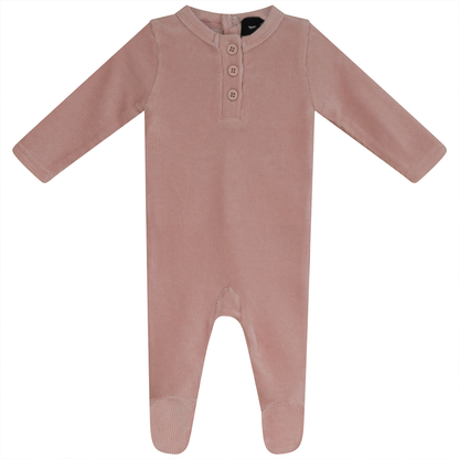 Mini Velour Rib Onesie Light Pink